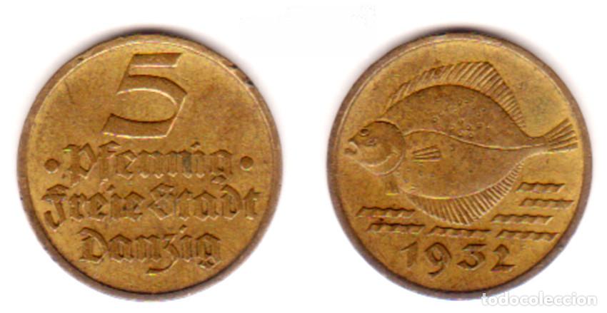 Old Coins of Europe: DANZIG - 5 + 10 PFENNIG - 1932 - ALUM-BRONCE - E.B.C.- ESCASAS