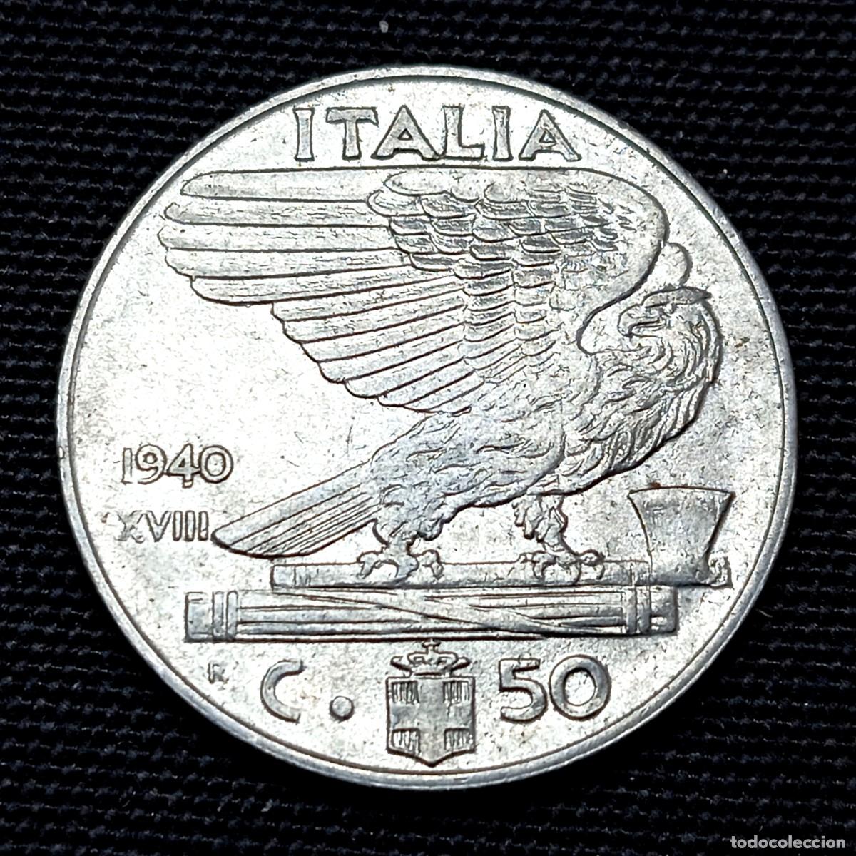 Monedas antiguas de Europa: ⚜️ BBE3 5. Italia. 50 centesimi 1940. Magn&eacute;tica