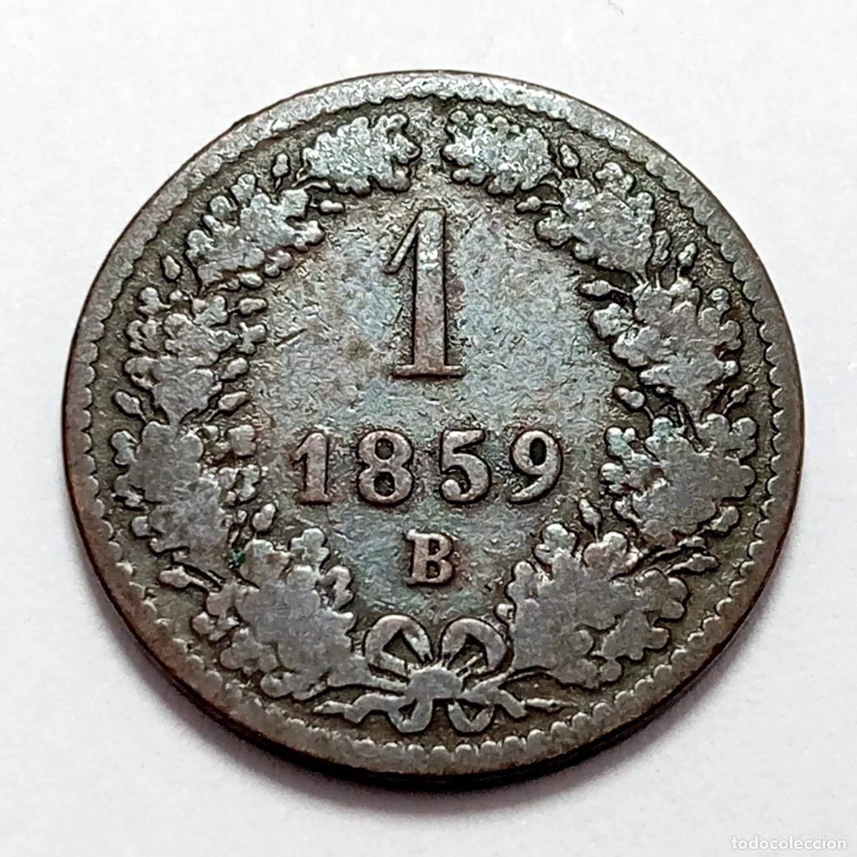 Monedas antiguas de Europa: ⚜️ BBE3 9. Austria. 1 kreuzer 1859 B