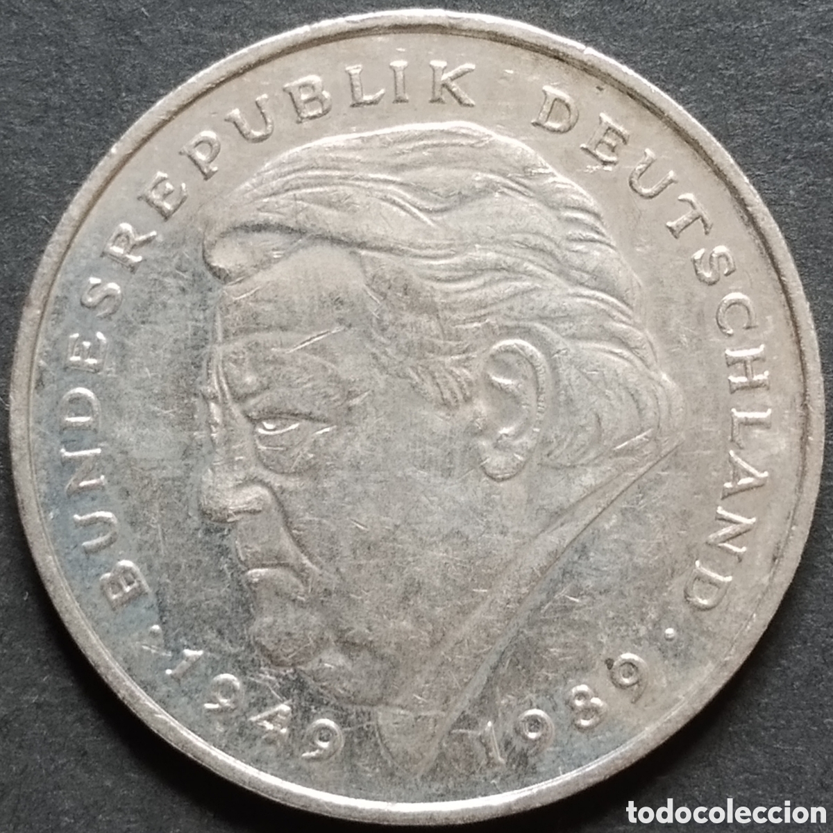 Monedas antiguas de Europa: MONEDA - ALEMANIA CONMEMORATIVA 2 MARCOS 1990 (CECA G) - 40 ANV. DE LA REP. FEDERAL, FRANZ J STRAUSS