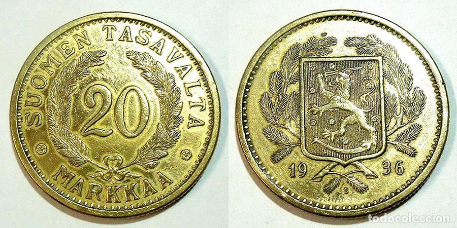 Monedas antiguas de Europa: FINLANDIA - 20 MARKKAA - 1936.S - ALUM/BRONCE - NO CIRCULADA