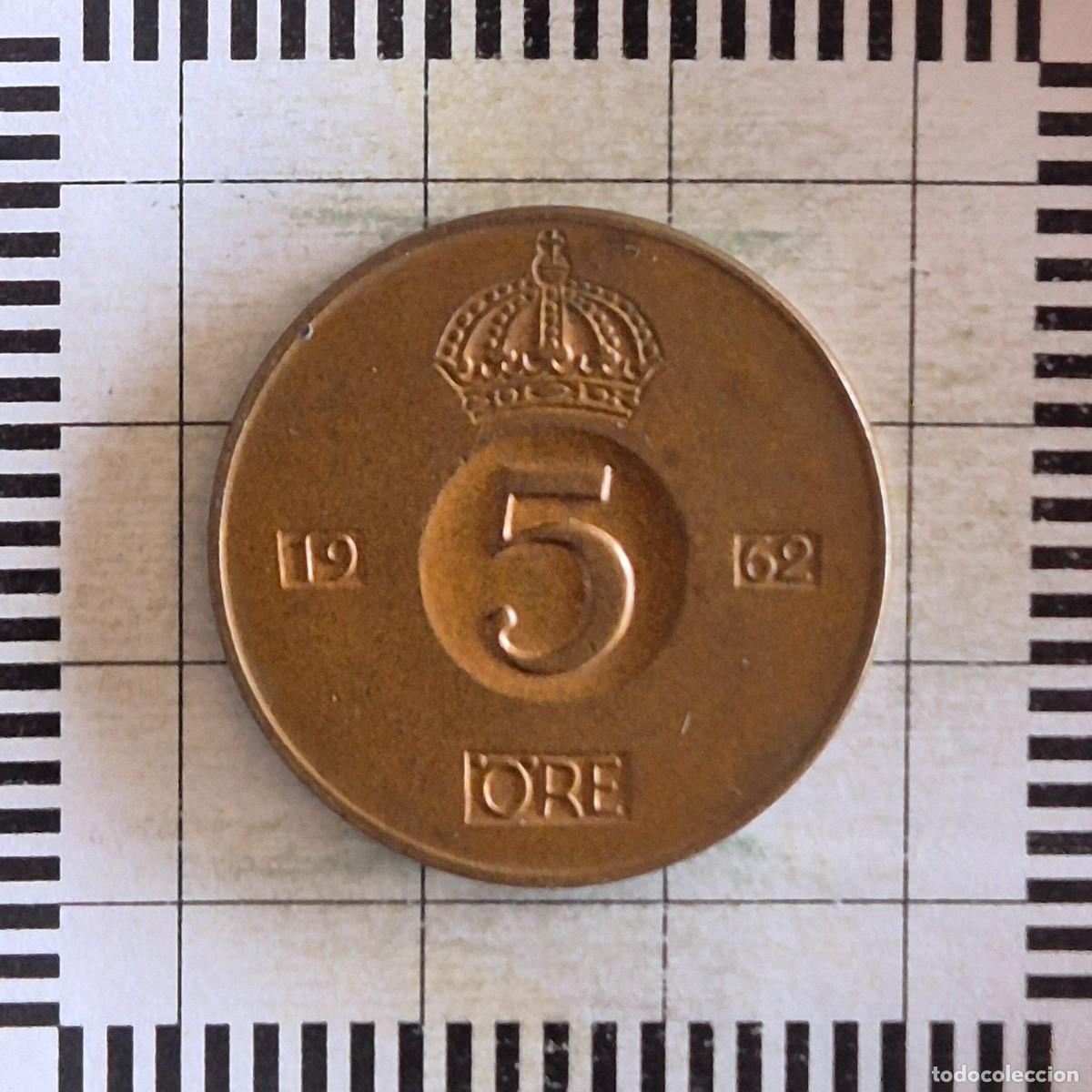 Monedas antiguas de Europa: 5 ORE, SUECIA. GUSTAVO VI, 1962. (KM#822).