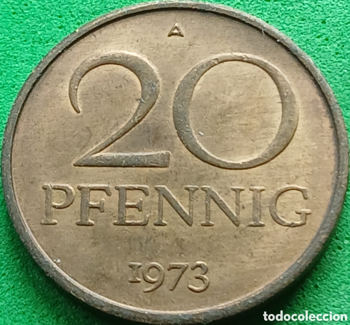 Monedas antiguas de Europa: Alemania Oriental 20 pfennig 1973 km#11 poco com&uacute;n