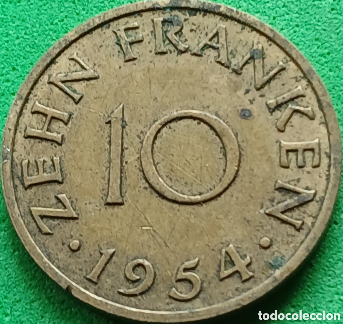 Monedas antiguas de Europa: Saarland ( Sarre) 10 francos 1954 km#1