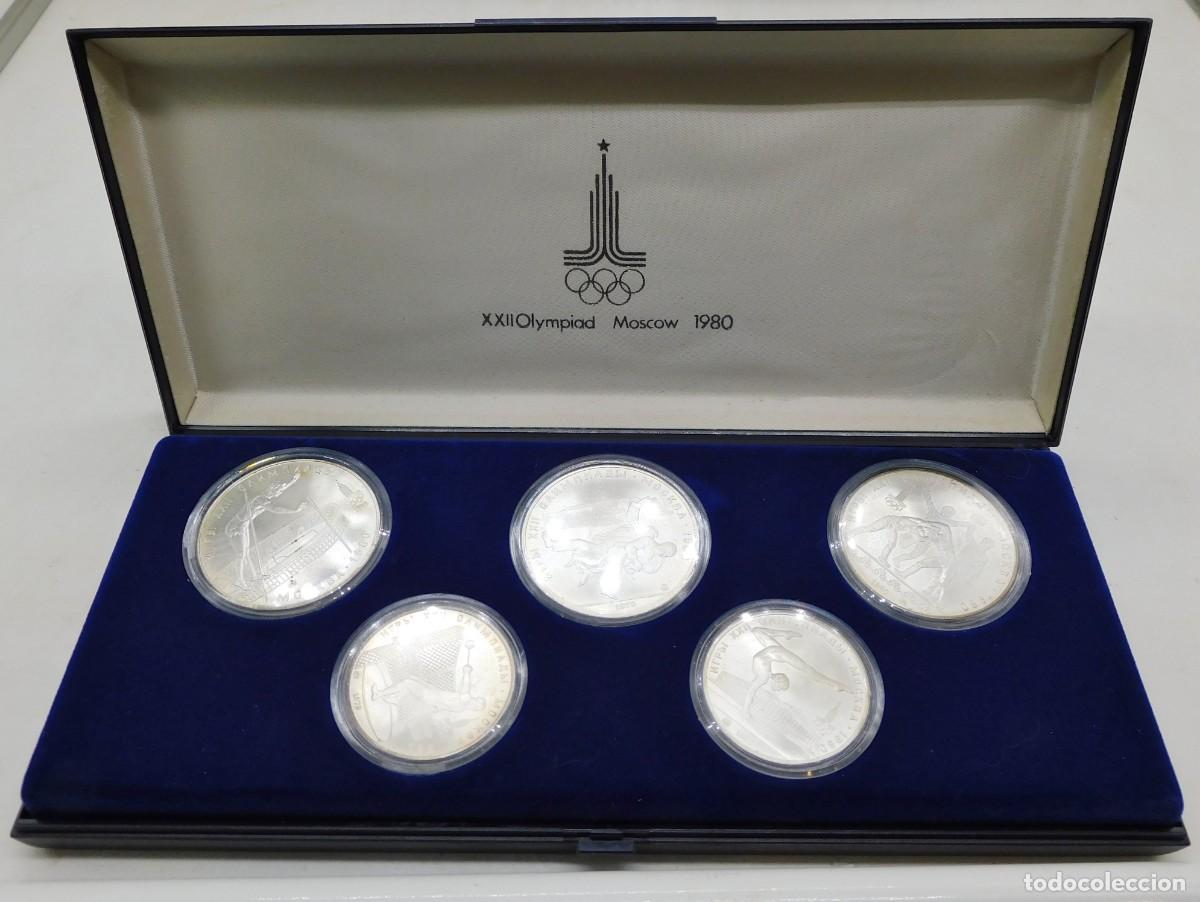 Monedas antiguas de Europa: RUSIA SET OFICIAL CON 5 MONEDAS DE LOS JUEGOS OL&Iacute;MPICOS DE MOSC&Uacute; 1980