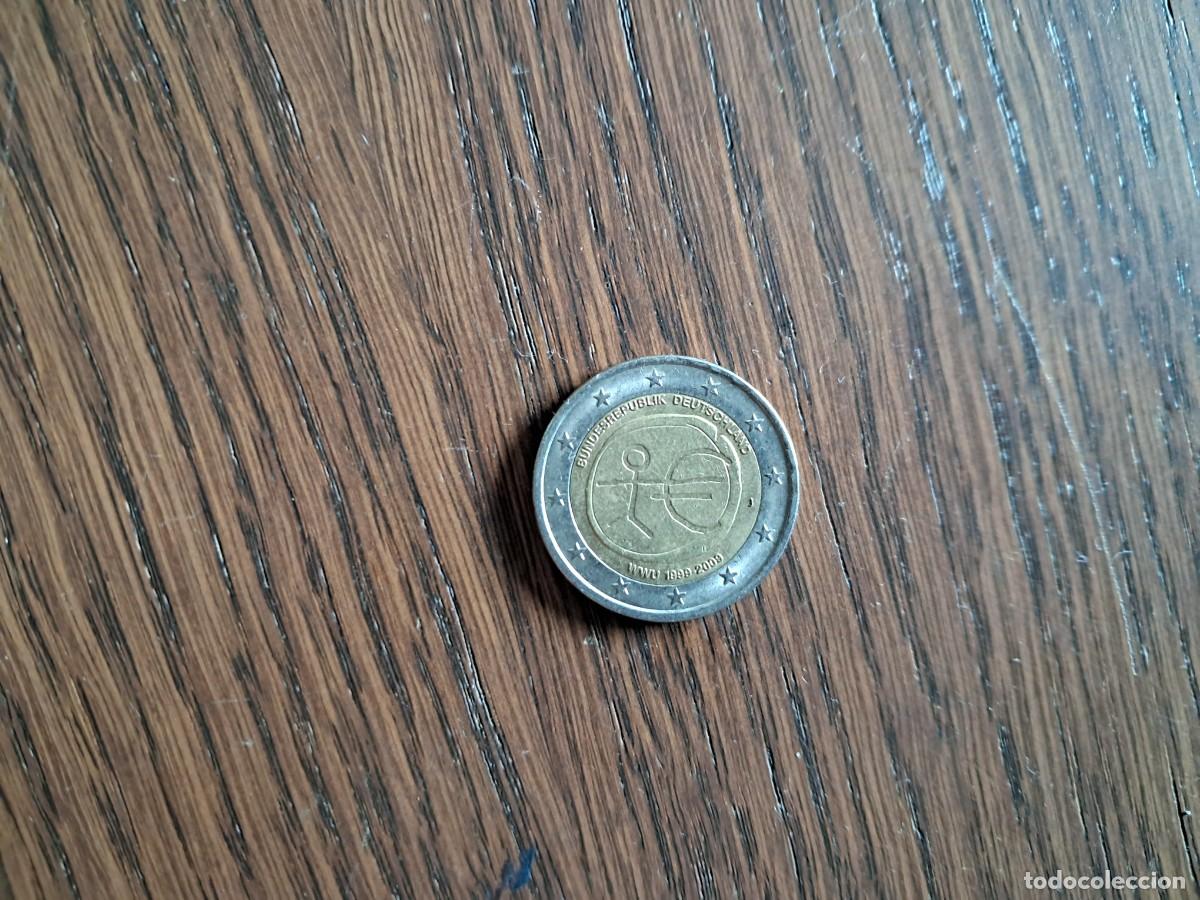 Monedas antiguas de Europa: moneda de 2 euros de Alemania, a&ntilde;o 2009, conmemorativa 10 aniversario EMU, ceca J