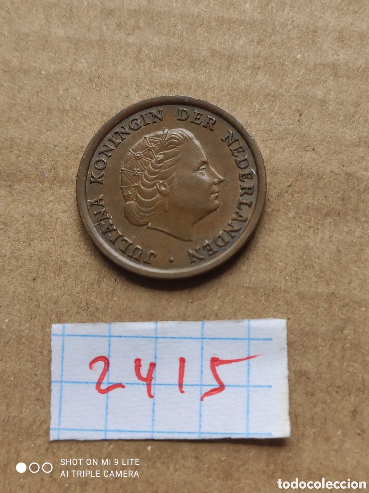 Monedas antiguas de Europa: Moneda holandesa de 1 c&eacute;ntimo a&ntilde;o 1959
