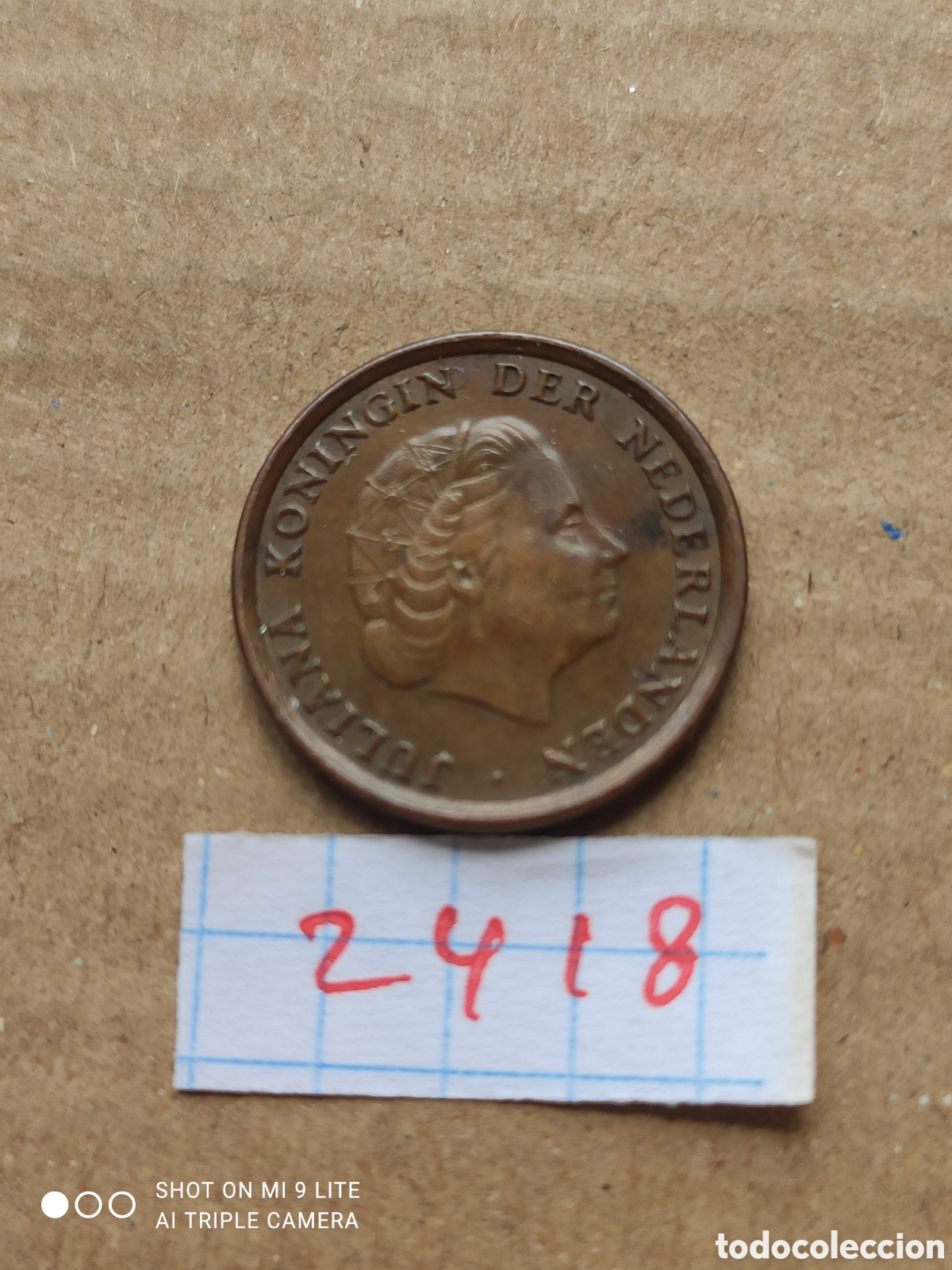 Monedas antiguas de Europa: Moneda holandesa de 1 c&eacute;ntimo a&ntilde;o 1968