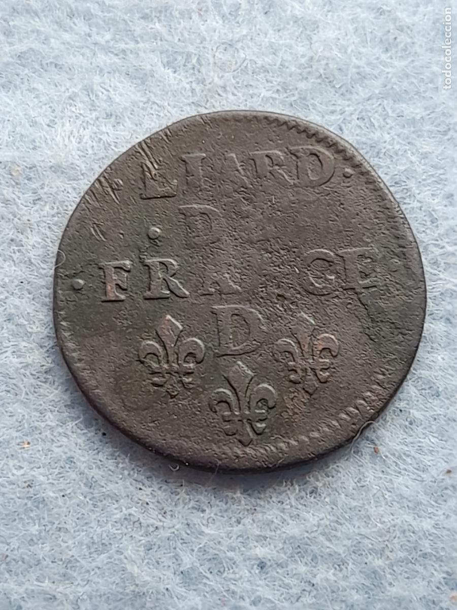 Monedas antiguas de Europa: Francia. Luis XIIII. Liard. A&ntilde;o 1657 D.