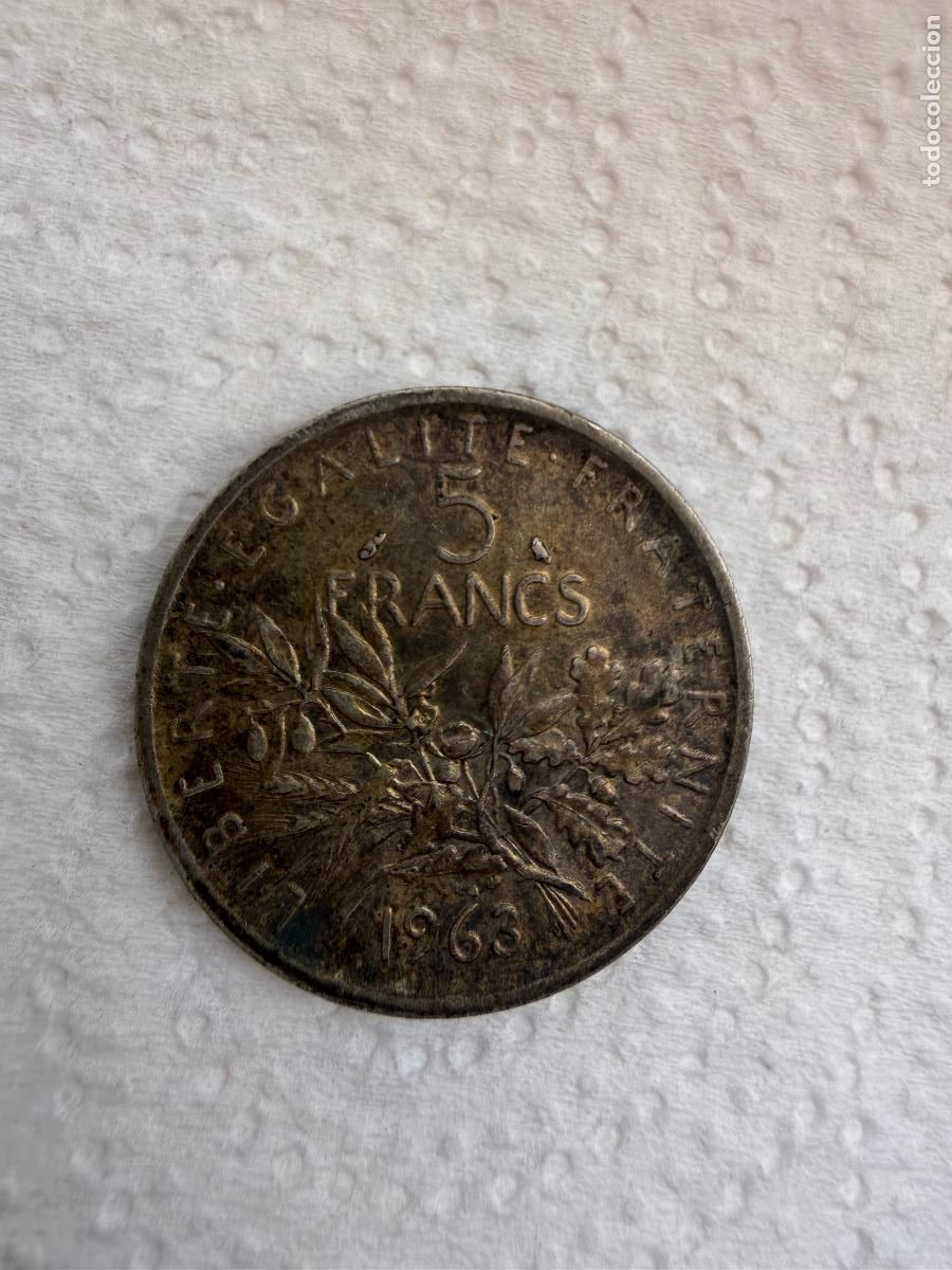 Monedas antiguas de Europa: Moneda 5 francos de plata 1963