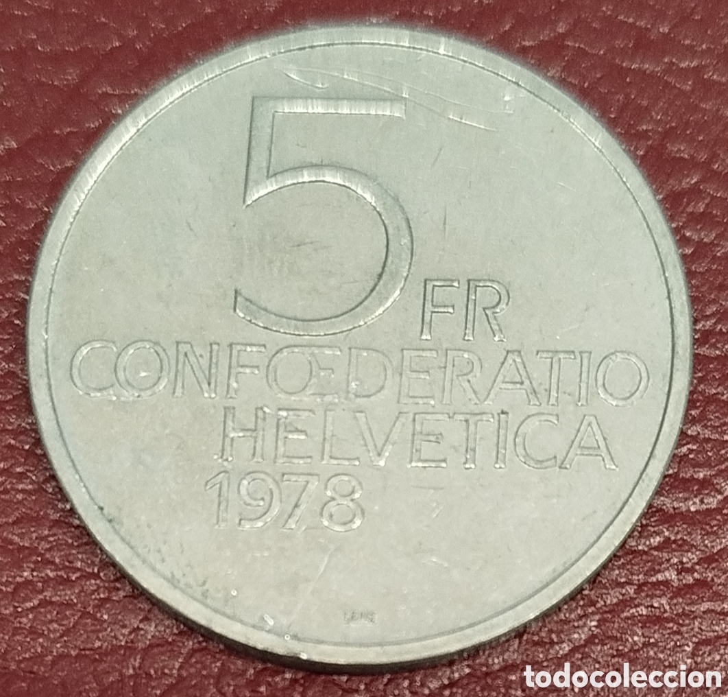 Monedas antiguas de Europa: Suiza 1978 5 francos Cu-Ni
