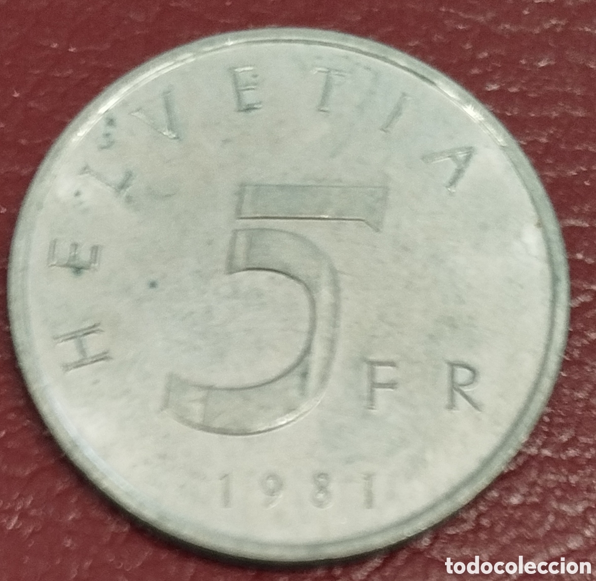 Monedas antiguas de Europa: Suiza 1981 5 francos Cu-Ni