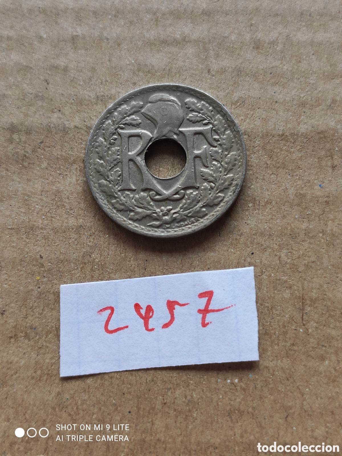 Monedas antiguas de Europa: Moneda francesa de 5 c&eacute;ntimos a&ntilde;o 1924