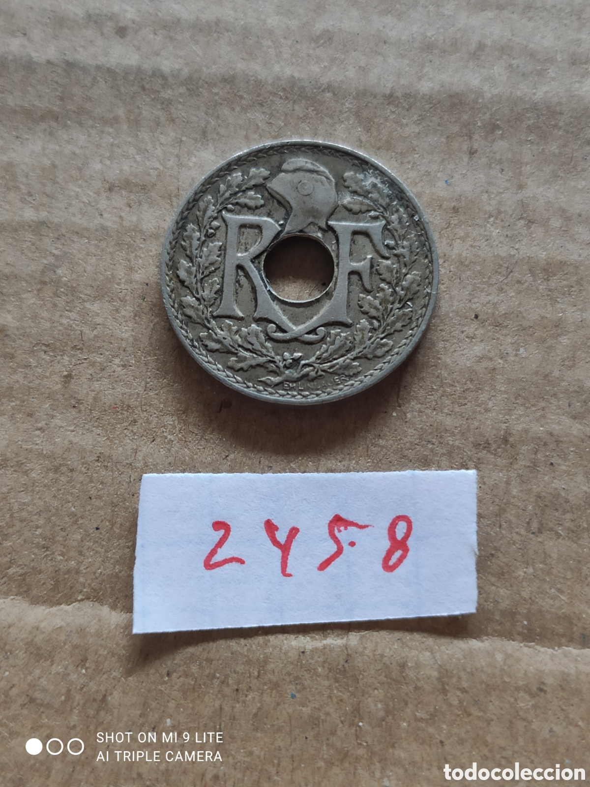Monedas antiguas de Europa: Moneda francesa de 5 c&eacute;ntimos a&ntilde;o 1922