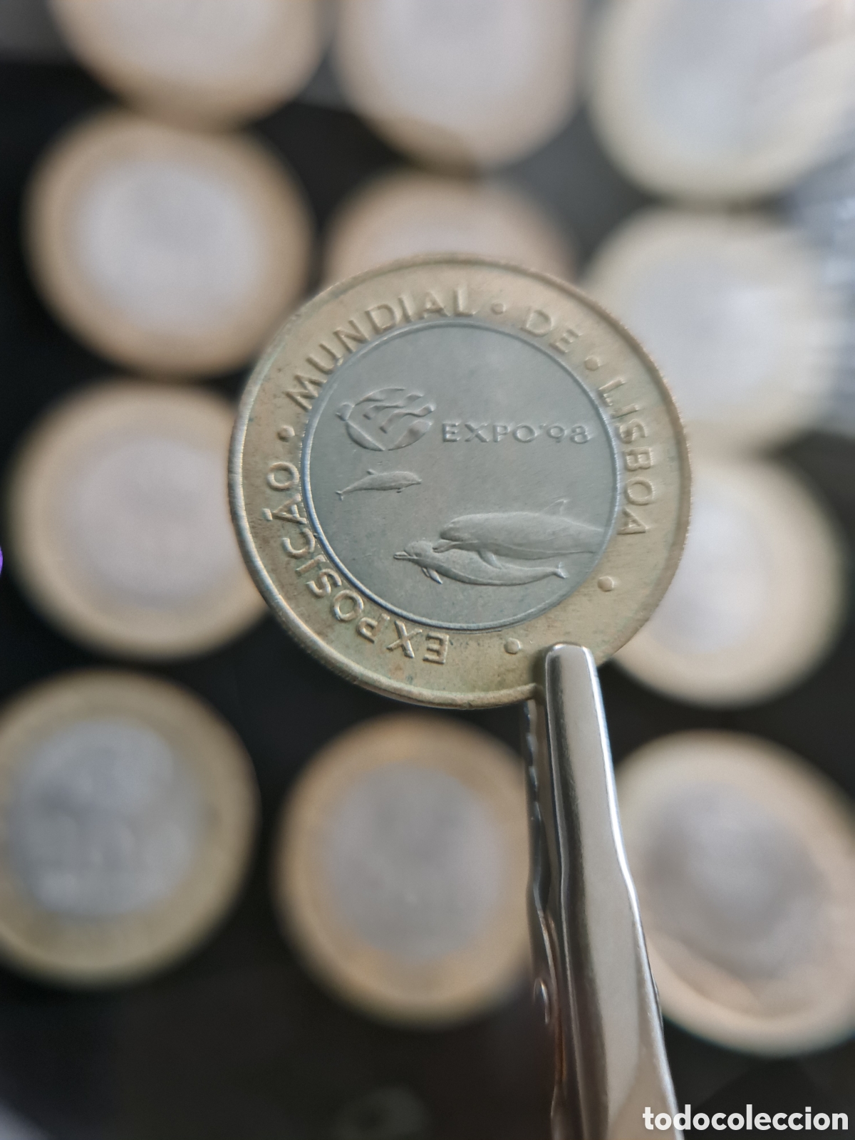 Monedas antiguas de Europa: Lote monedas Portugal 100 y 200 Escudos bimet&aacute;licas conmemorativas Expo 98 vintage