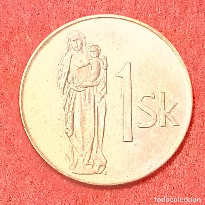 Monedas antiguas de Europa: MONEDA DE ESLOVAQUIA 1993 - 1 CORONA - ACERO REVESTDO DE BRONCE