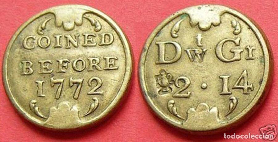 Alte M&uuml;nzen aus Europa: 1001 - GRAN BRETA&Ntilde;A - 1/2 GUINEA - 1772 - JORGE III - BRONCE - E.B.C/UNC