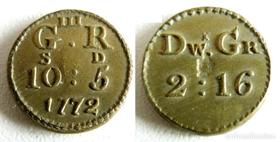 Alte M&uuml;nzen aus Europa: 1003 - GRAN BRETA&Ntilde;A - 1/2 GUINEA - 1772 - JORGE III - BRONCE - E.B.C++