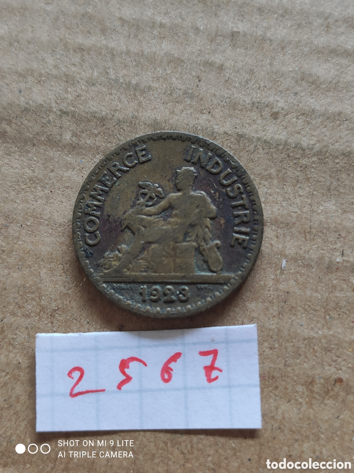 Monedas antiguas de Europa: Moneda francesa, 50 c&eacute;ntimos a&ntilde;o 1923