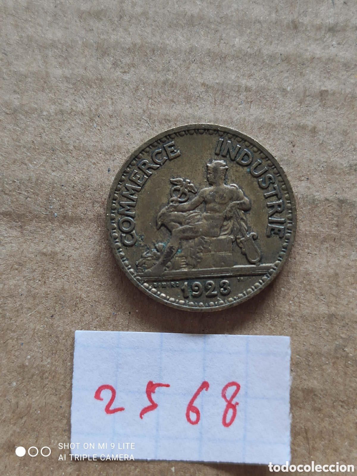 Monedas antiguas de Europa: Moneda francesa, 50 c&eacute;ntimos a&ntilde;o 1923