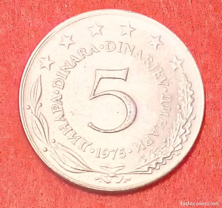 Monedas antiguas de Europa: MONEDA DE YUGOSLAVIA 1975 - 5 DINARA - COBRE-N&Iacute;QUEL-ZINC
