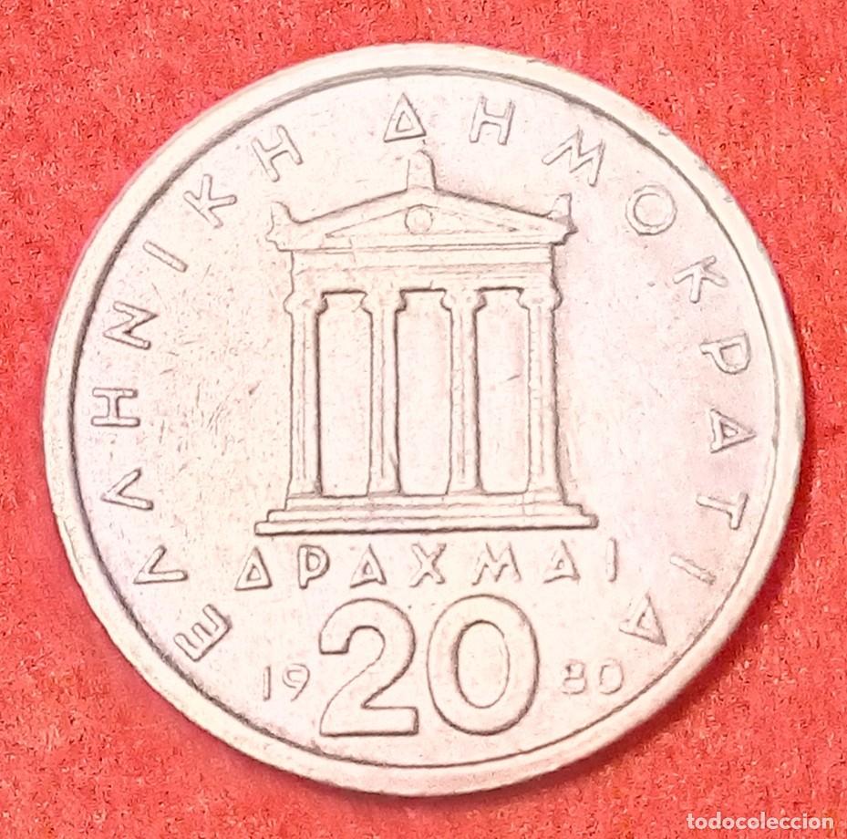 Monedas antiguas de Europa: MONEDA DE GRECIA 1980 - 20 DRACMAS - COBRE-N&Iacute;QUEL