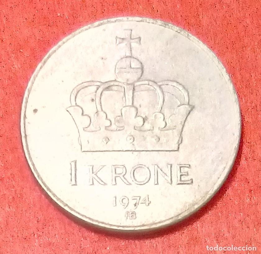 Monedas antiguas de Europa: MONEDA DE NORUEGA 1974 - 1 CORONA - CUPRON&Iacute;QUEL