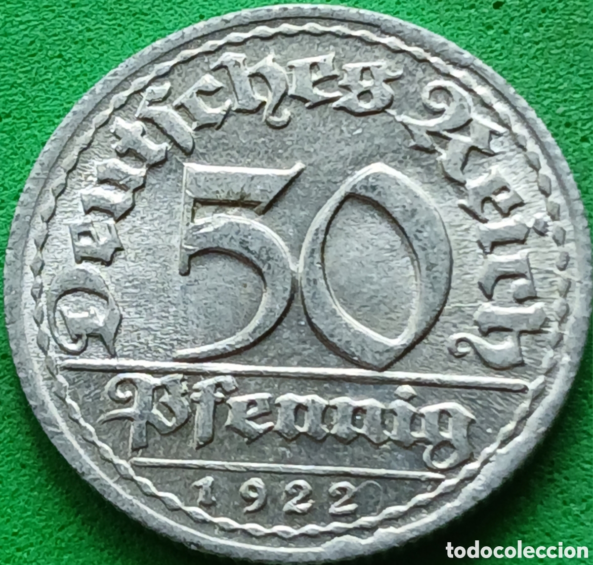 Monedas antiguas de Europa: Alemania Rep&uacute;blica de Weimar 50 pfennig 1922 D km#27