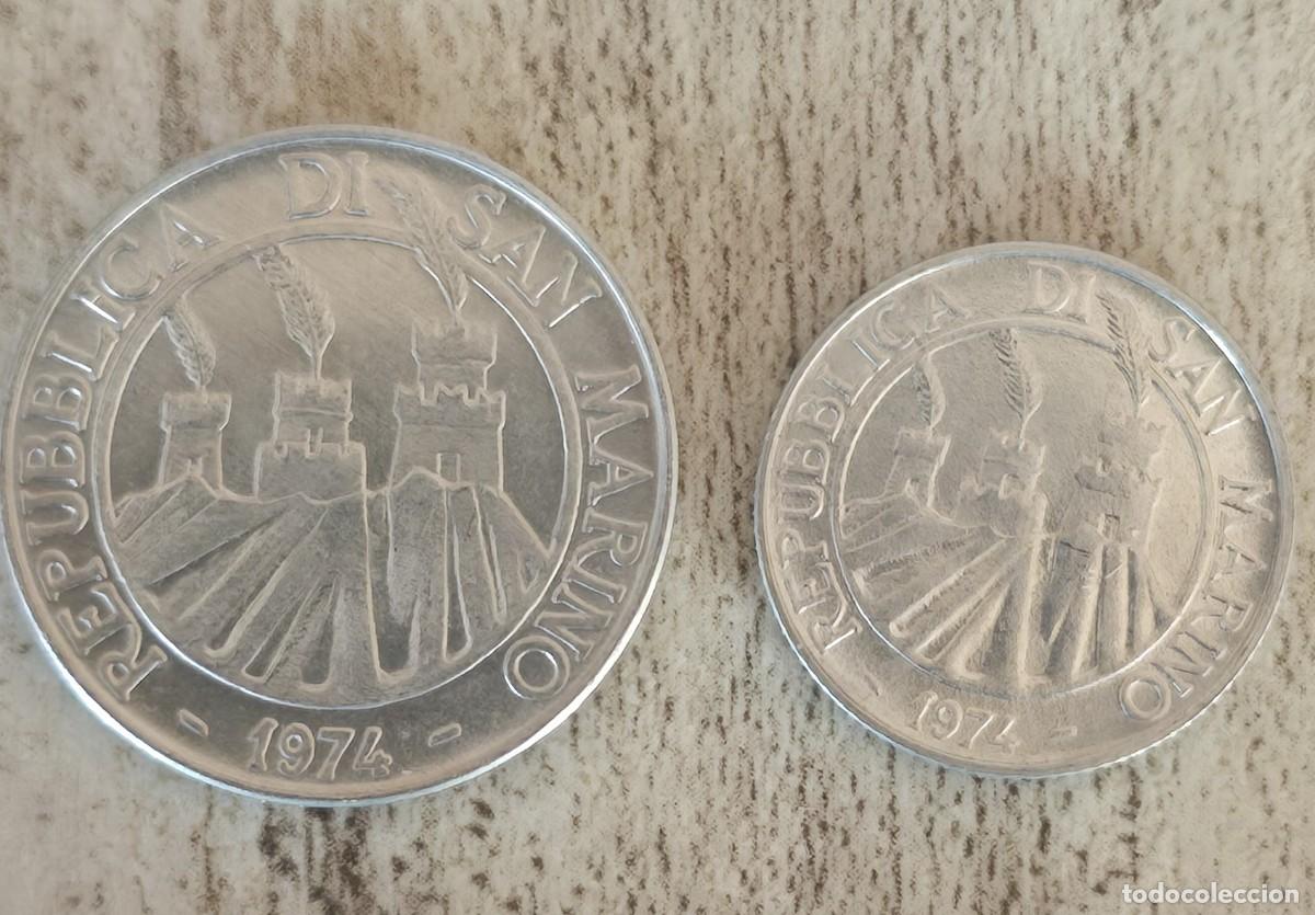 Alte M&uuml;nzen aus Europa: 2 MONEDAS DE REPUBLICA DE SAN MARINO 1974 - 2 y 10 LIRAS