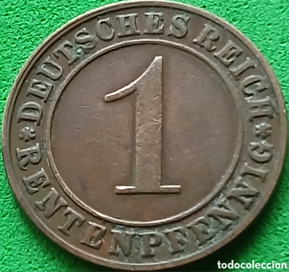 Monedas antiguas de Europa: Alemania Rep&uacute;blica de Weimar 1 rentenpfennig 1923 D km#30 poco com&uacute;n