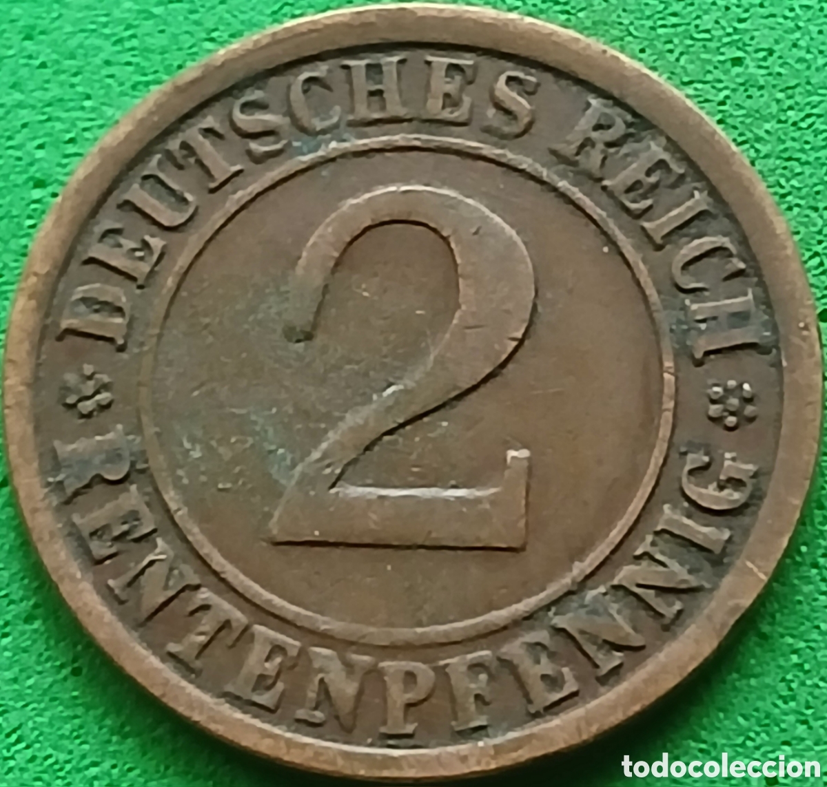 Monedas antiguas de Europa: Alemania Rep&uacute;blica de Weimar 2 rentenpfennig 1924 G km#31