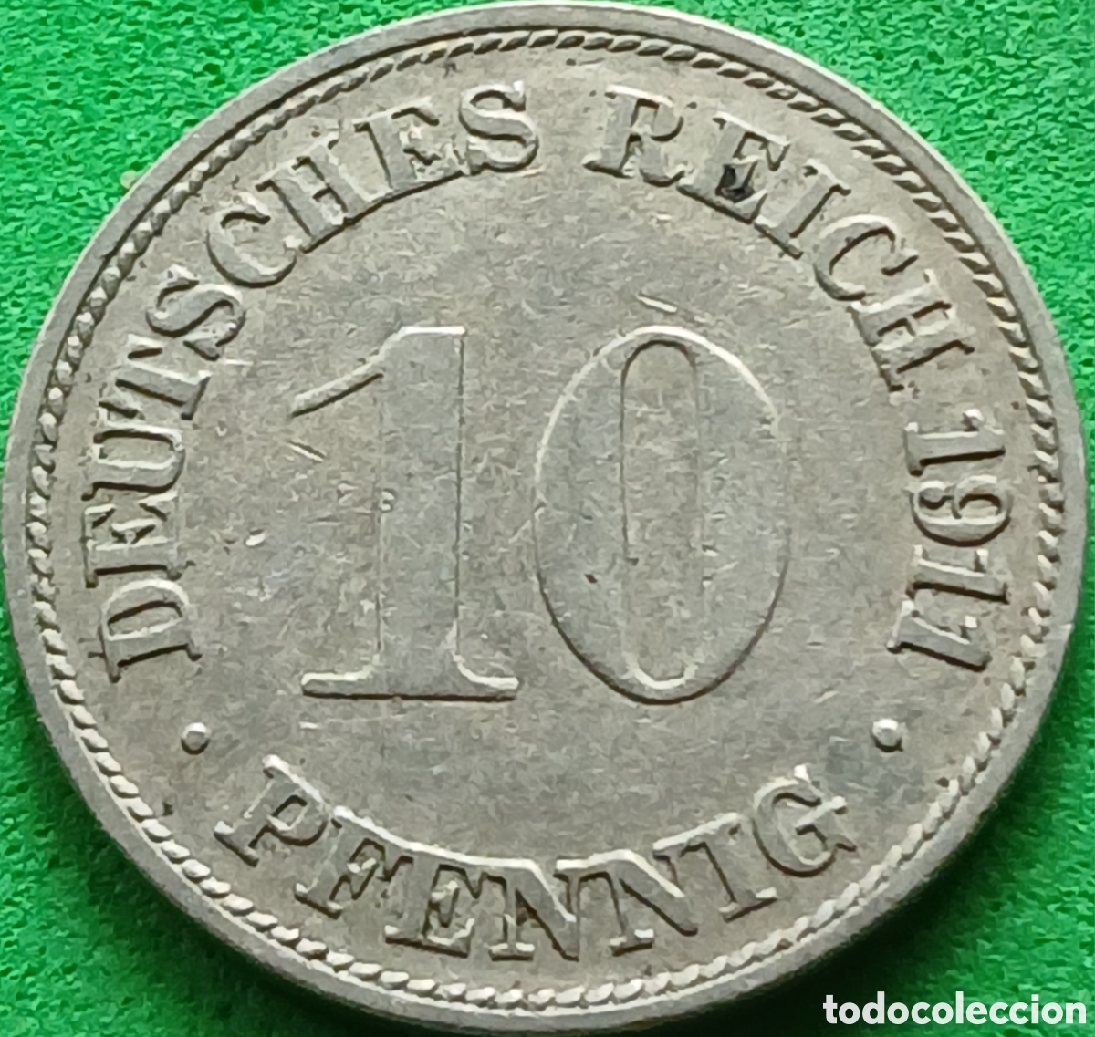 Monedas antiguas de Europa: Alemania Imperio 10 pfennig 1911 G km#12 poco com&uacute;n