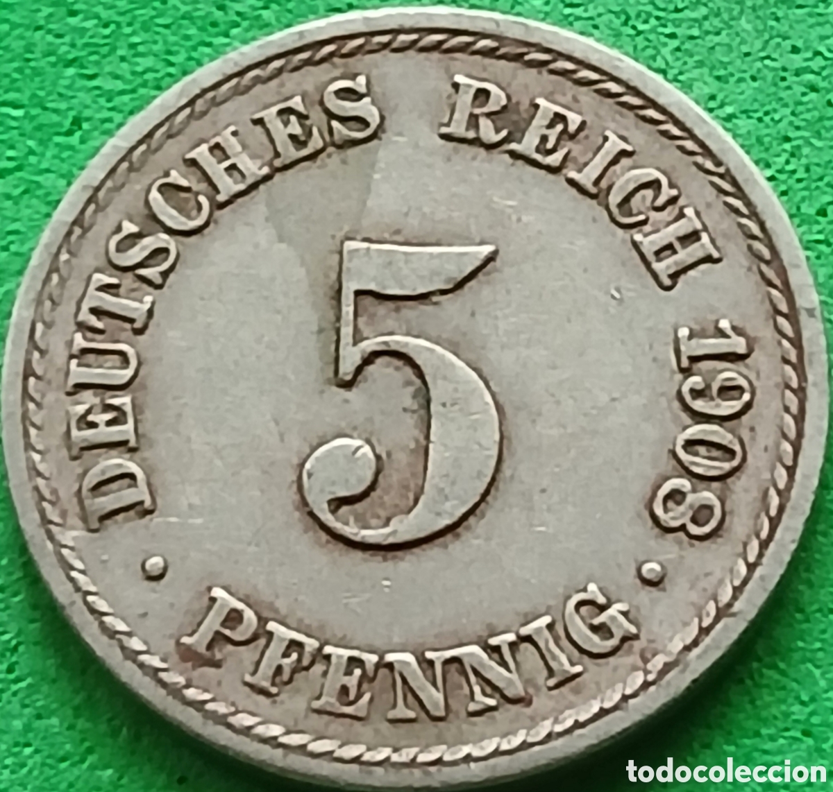 Monedas antiguas de Europa: Alemania Imperio 5 pfennig 1908 F km#11