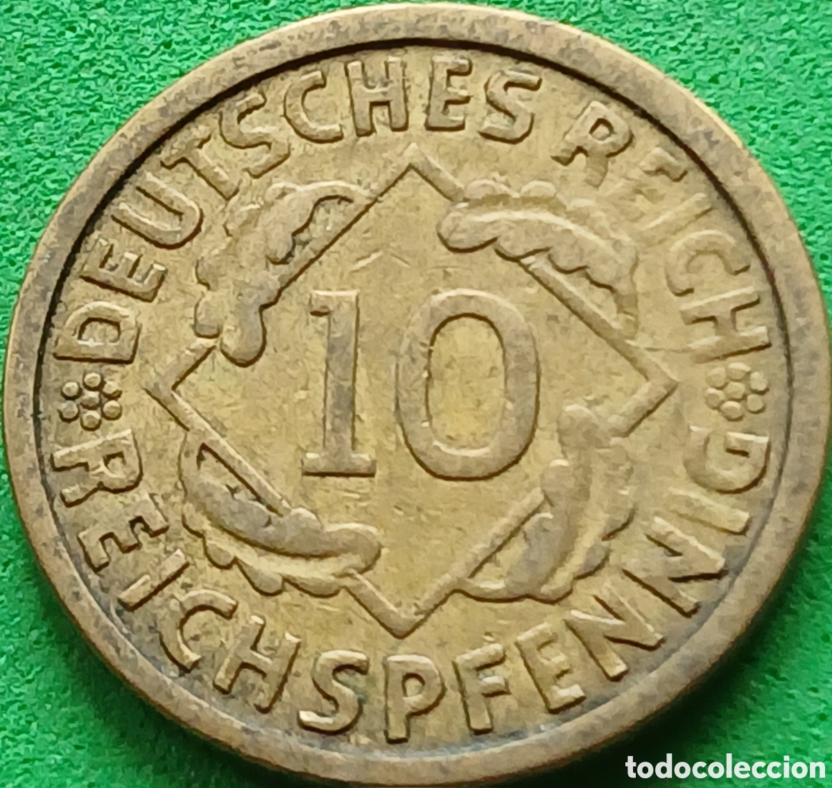 Monedas antiguas de Europa: Alemania Rep&uacute;blica de Weimar 10 reichspfennig 1924 J km#40
