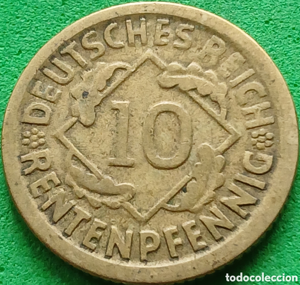 Monedas antiguas de Europa: Alemania Rep&uacute;blica de Weimar 10 rentenpfennig 1924 D km#33