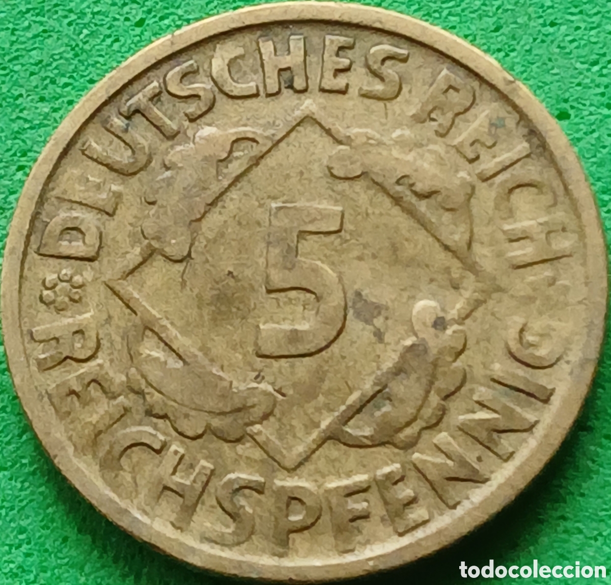 Monedas antiguas de Europa: Alemania Rep&uacute;blica de Weimar 5 reichspfennig 1924 D km#39