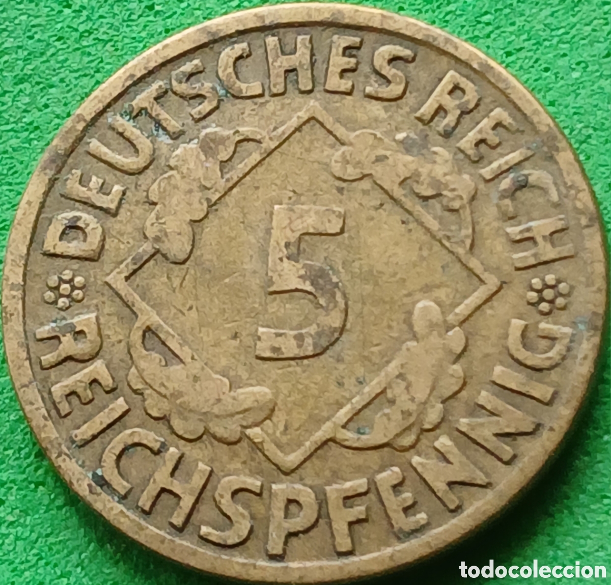 Monedas antiguas de Europa: Alemania Rep&uacute;blica de Weimar 5 reichspfennig 1924 J km#39