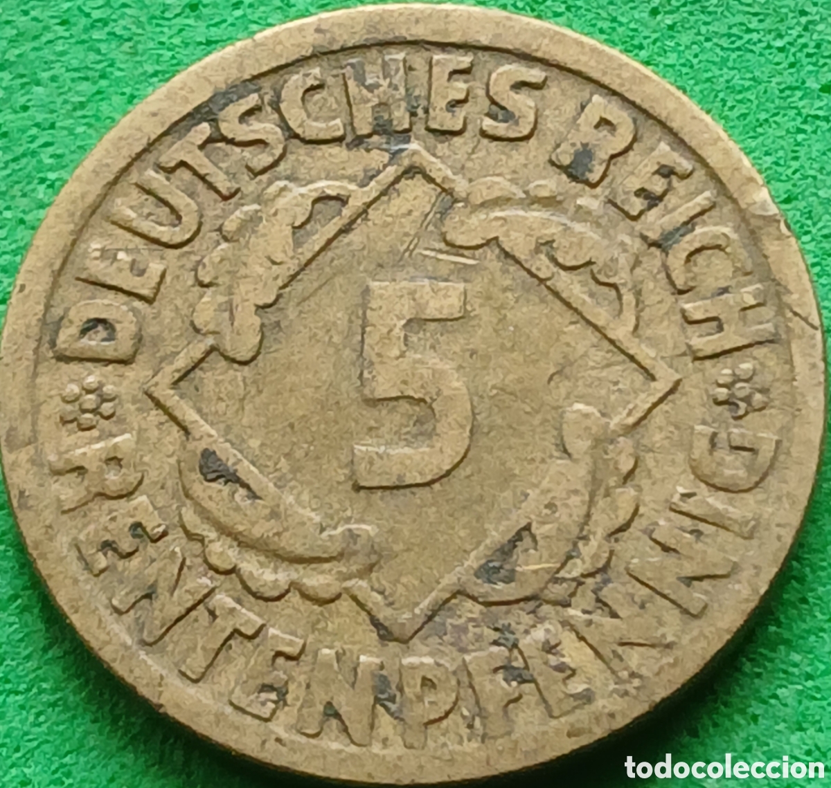 Monedas antiguas de Europa: Alemania Rep&uacute;blica de Weimar 5 rentenpfennig 1924 F km#32