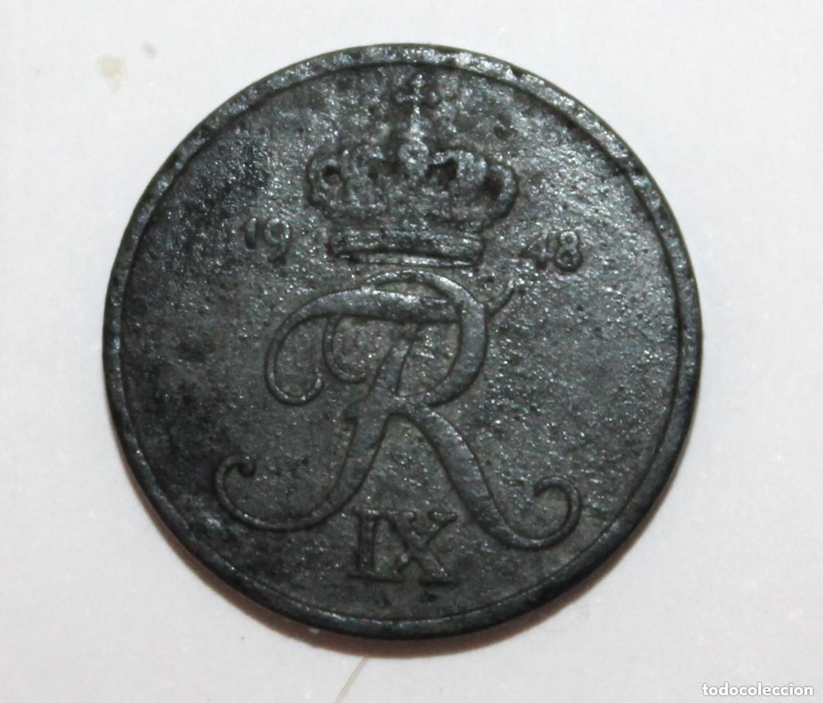 Monete antiche di Europa: MONEDA DE DINAMARCA DE 1 ORE 1948( FOTO) REY FEDERICO IX, MONEDA DE ZINC.