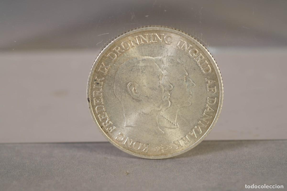 Monedas antiguas de Europa: MONEDA EN PLATA BAJA 2 CORONAS DINAMARCA 1953