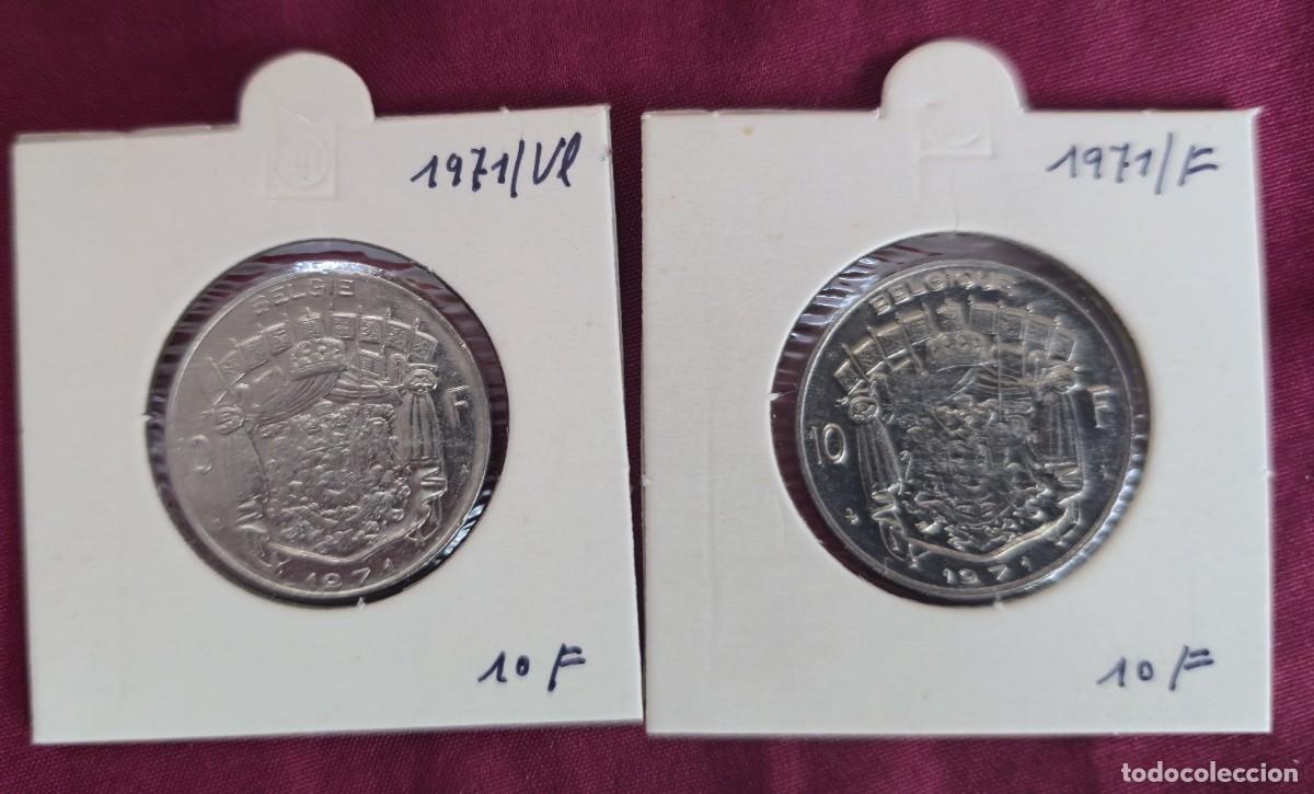 Alte M&uuml;nzen aus Europa: 2 MONEDAS DE BELGICA 1971 - 10 FRANCO - BELGIQUE y BELGIE - MONEDAS ENCARTONADAS