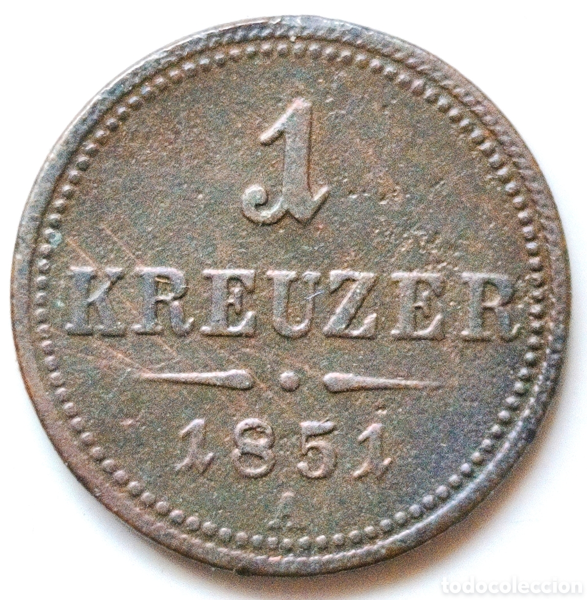 Monedas antiguas de Europa: Imperio Austriaco, 1 Kreuzer de 1851-A