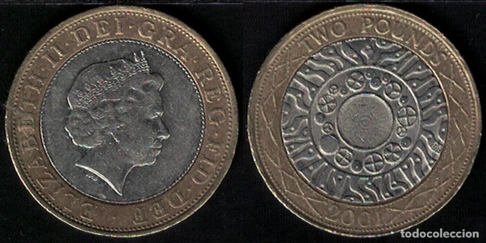 Monedas antiguas de Europa: Reino Unido 2001 Pi&egrave;ce de Monnaie 2 Two Pounds Reine Elizabeth II RP328