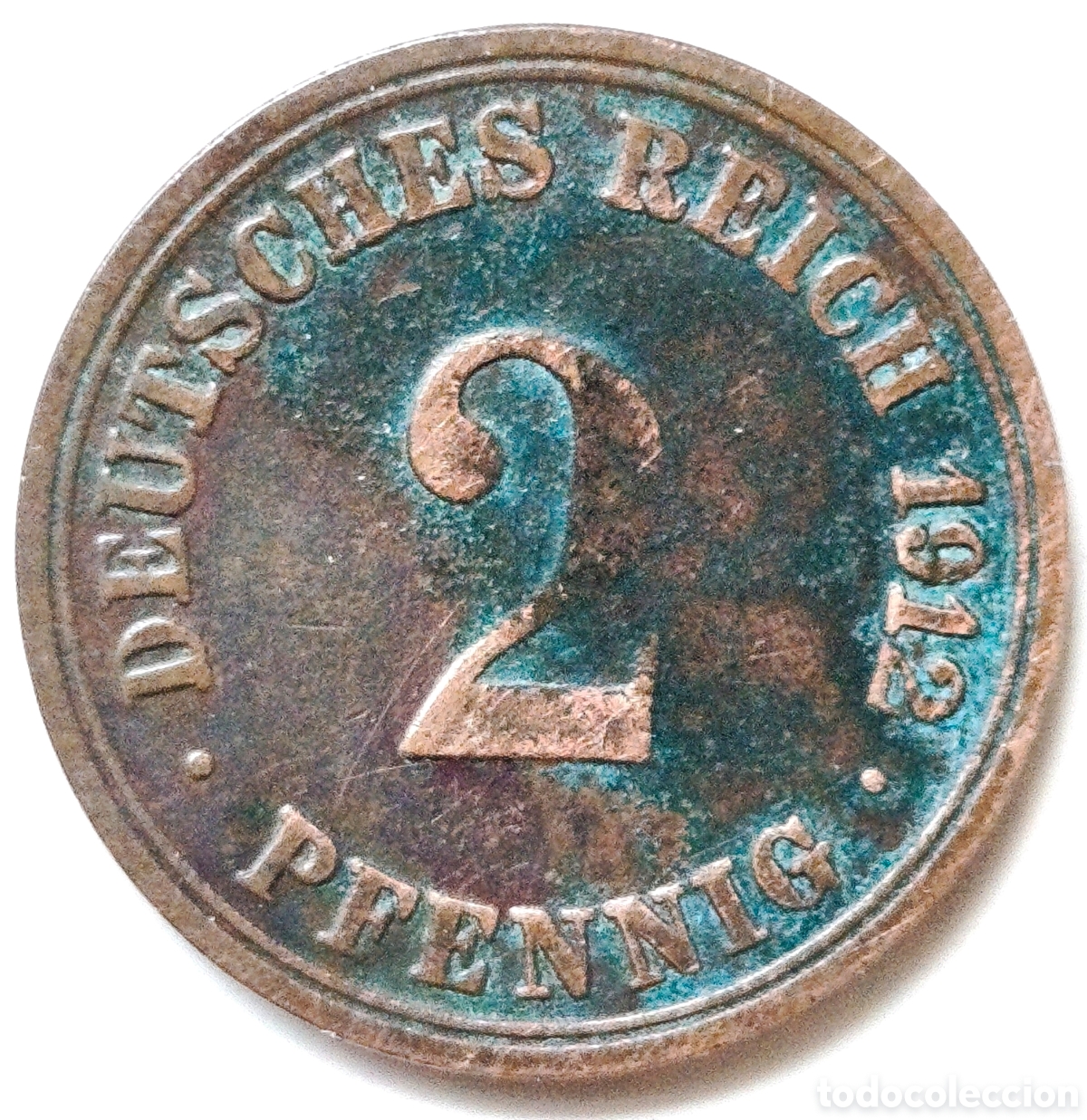 Monedas antiguas de Europa: Alemania, 2 pfennig de 1912-A