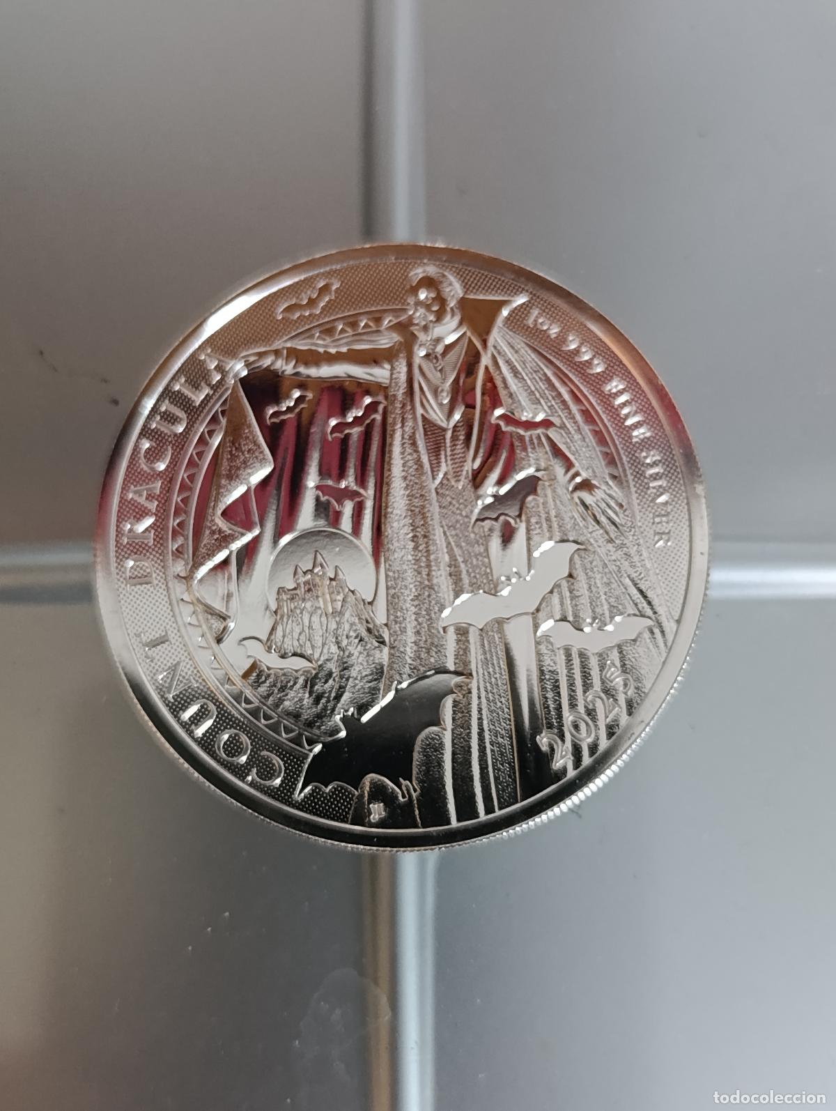 Moedas antigas da Europa: 2025 &ndash; Gran Breta&ntilde;a &ndash; Serie de Horror G&oacute;tico &ndash; Dr&aacute;cula &ndash; 1 oz de plata &ndash; .999 fino &ndash; BU