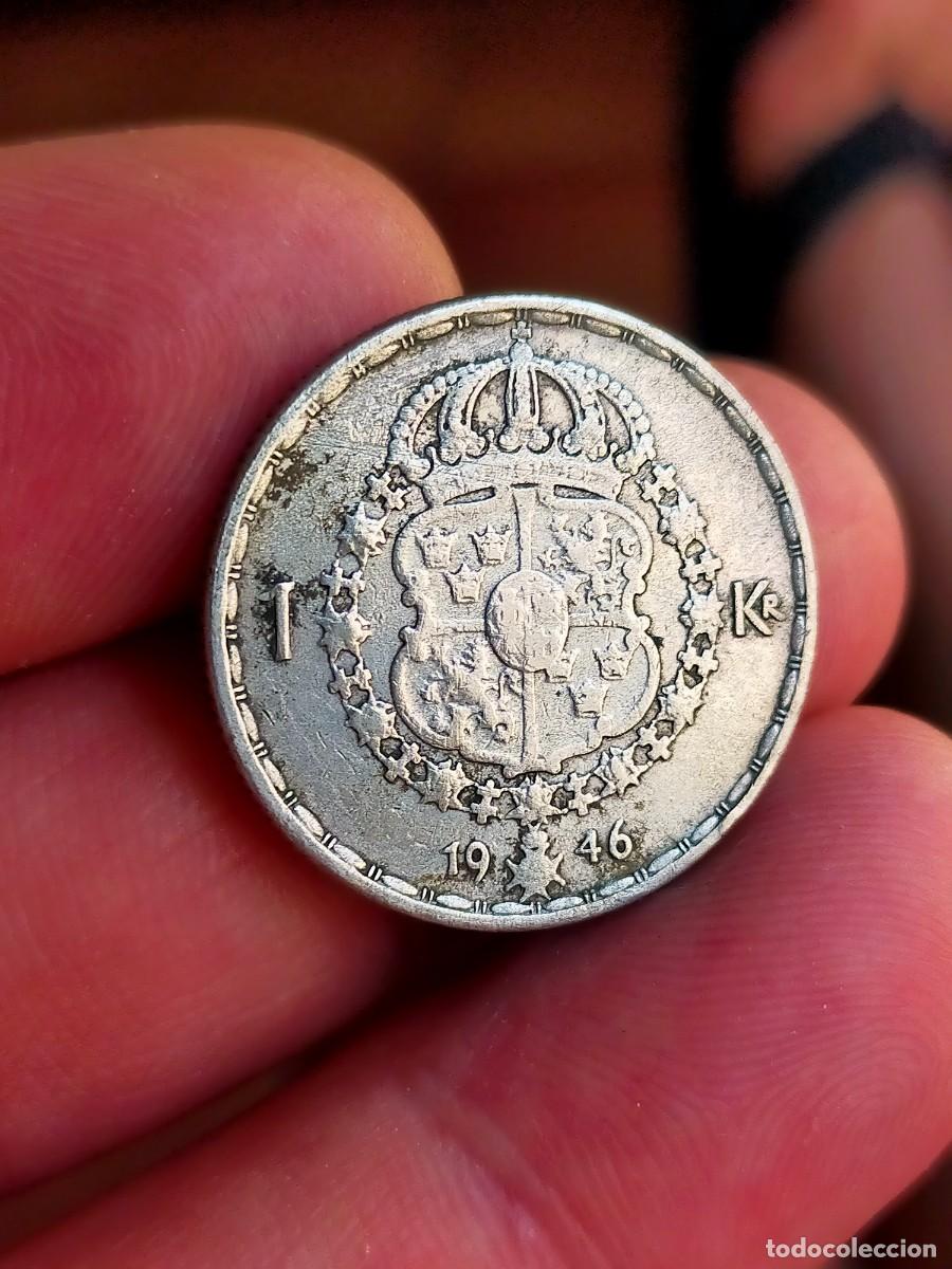 Monedas antiguas de Europa: MONEDA DE 1 UNA KRONA CORONA SUECIA 1946 BUENA CONSERVACION PLATA