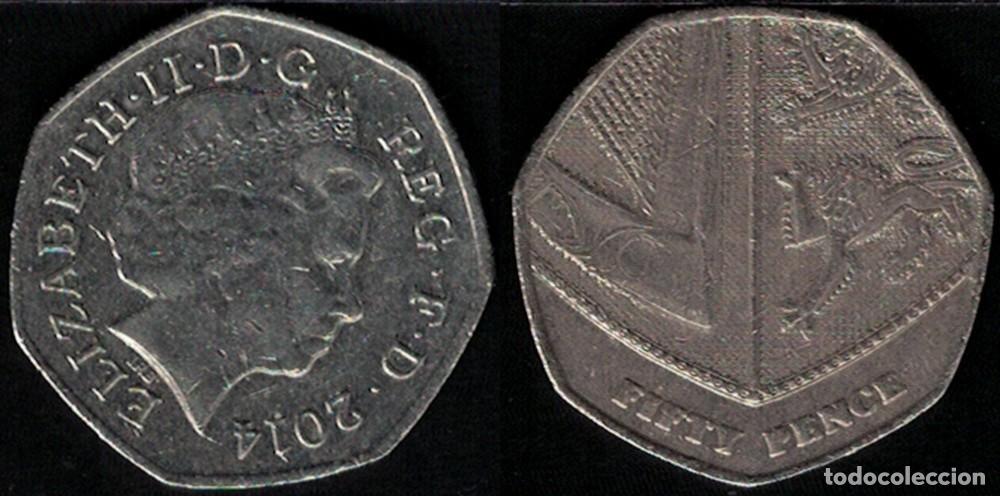 Monedas antiguas de Europa: Reino Unido 2014 Pi&egrave;ce de Monnaie 50 Fifty Pence Reine Elizabeth II Wales RP682