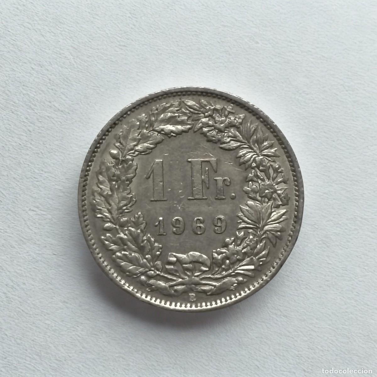 Monedas antiguas de Europa: Moneda 1 Franco suizo de 1969 1Fr cuproniquel