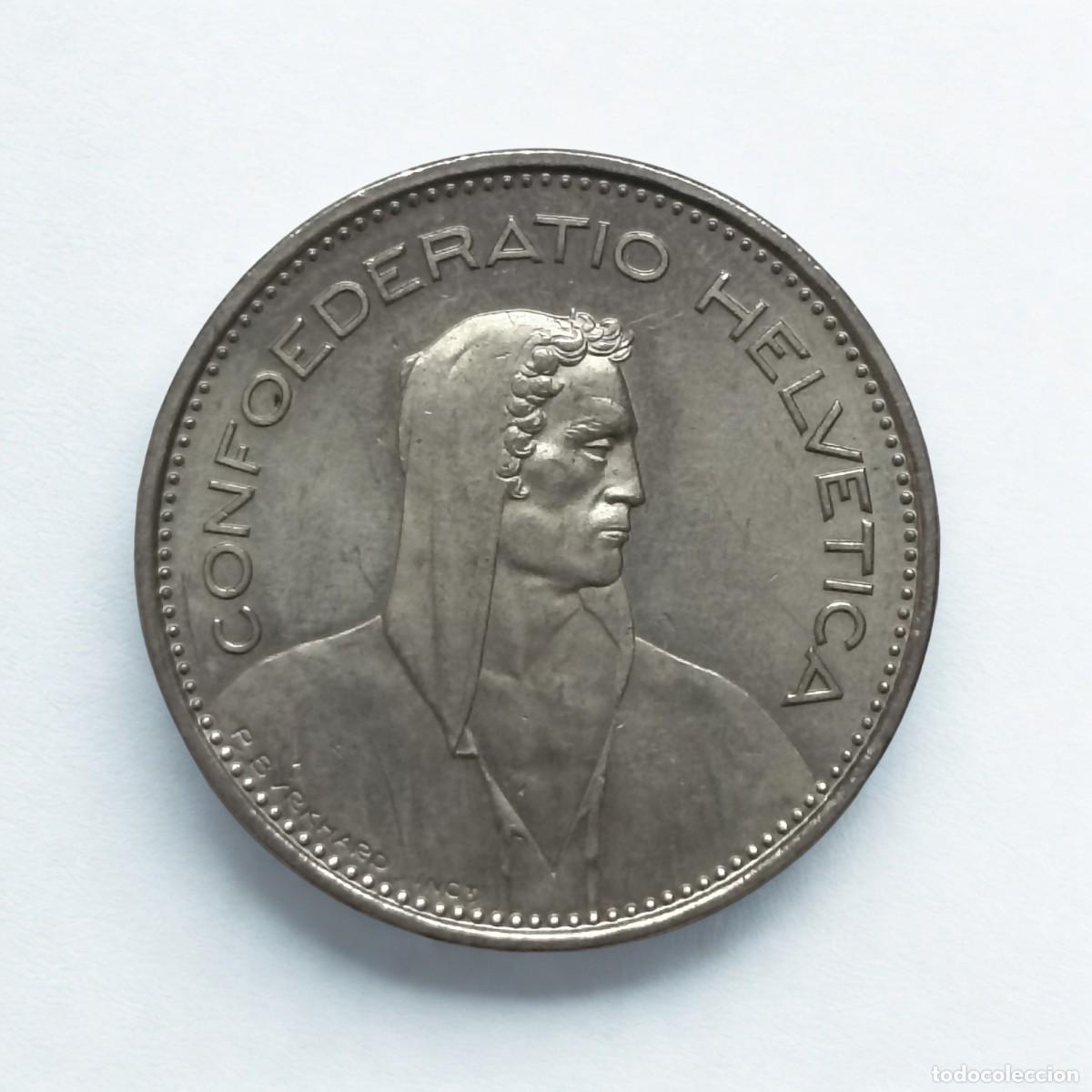 Monedas antiguas de Europa: Moneda 5 Francos Suiza 1980 Circulada