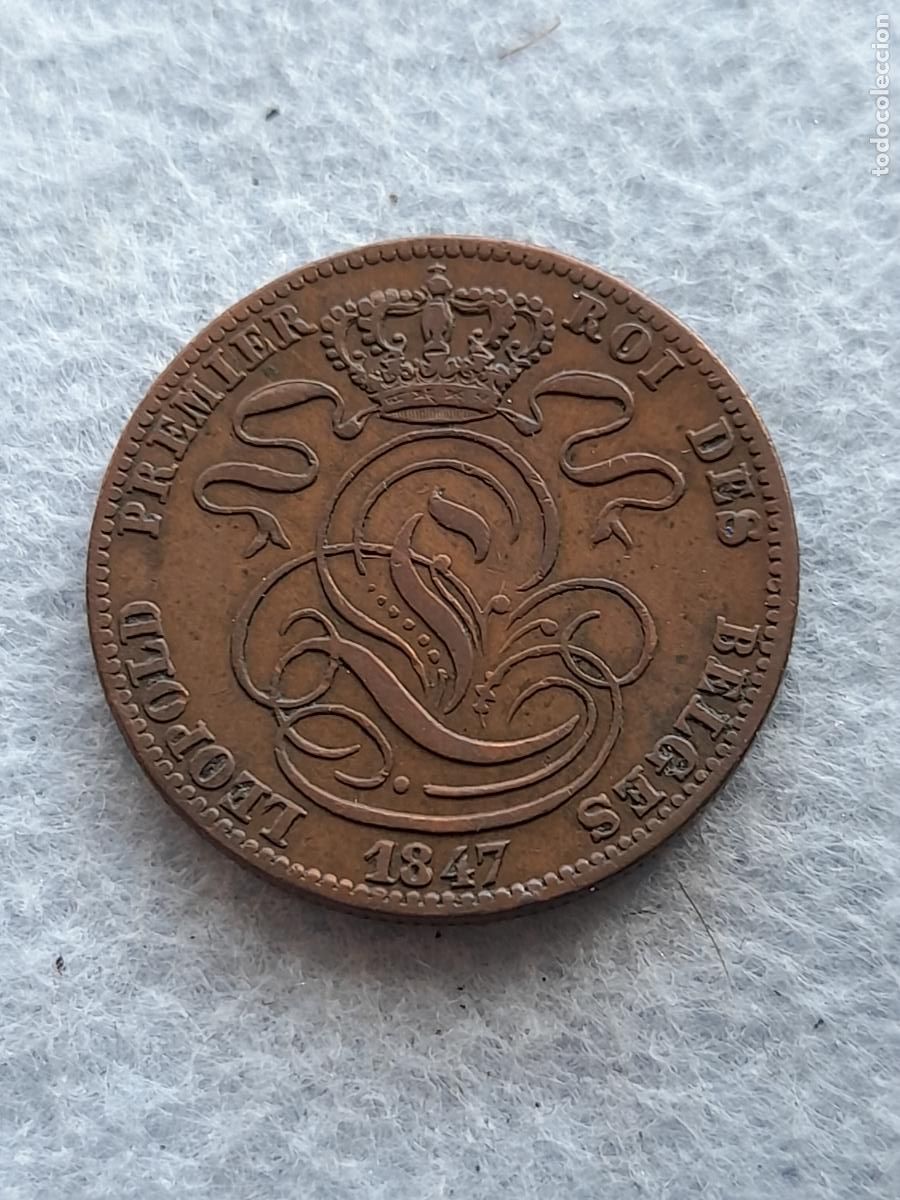 Monete antiche di Europa: B&eacute;lgica. 5 C&eacute;ntimos. A&ntilde;o 1847. Escasa.